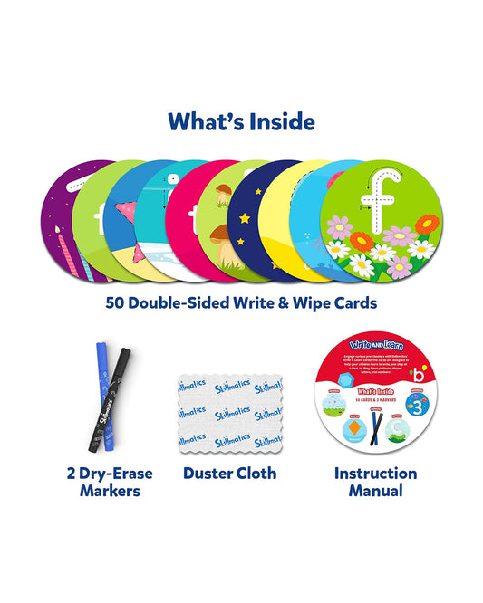 Skillmatics Write and Learn Flash Cards-50 Double Sided Cards-Learning & Educational Toys-12M+