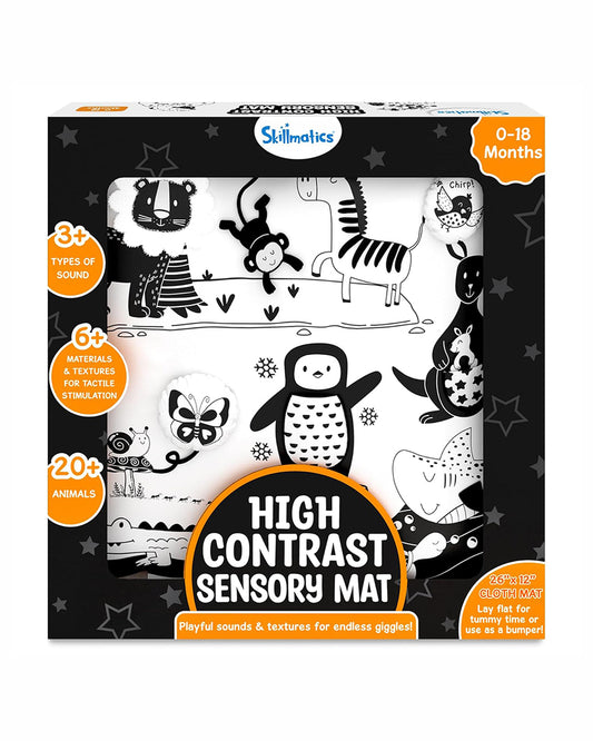 Skillmatics High Contrast Sensory Playmat-Black and White-Visual Stimulation & Sensory Development-0M+
