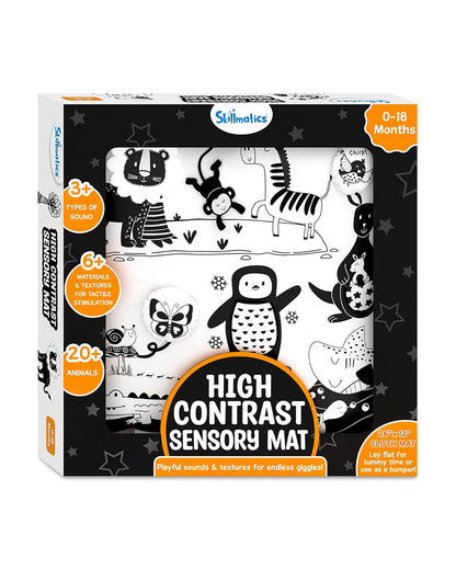 Skillmatics High Contrast Sensory Playmat-Black and White-Visual Stimulation & Sensory Development-0M+