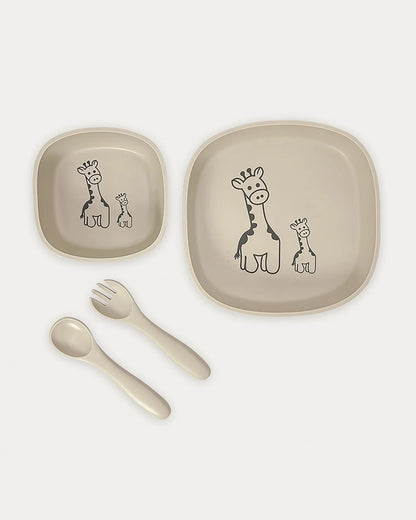 Mi Arcus Happy Summer Dinnerware and Bib Combo Set-Silicone Material-For Feeding Infants