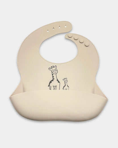 Mi Arcus Happy Summer Silicone Bib-Adjustable Button Closure-Crumb Catcher Pocket-Grey-For 6 Months+