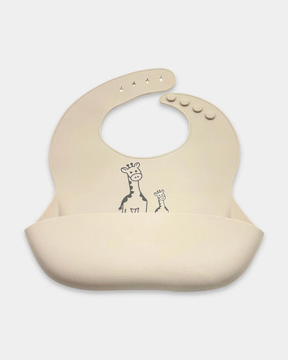 Mi Arcus Happy Summer Silicone Bib-Adjustable Button Closure-Crumb Catcher Pocket-Grey-For 6 Months+