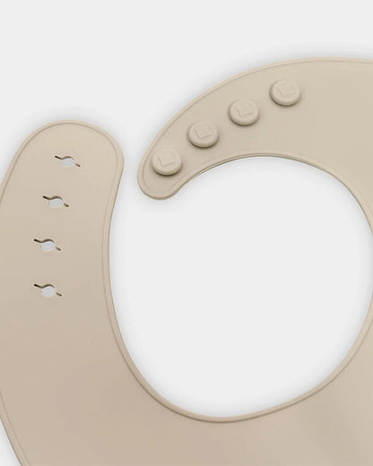 Mi Arcus Happy Summer Silicone Bib-Adjustable Button Closure-Crumb Catcher Pocket-Grey-For 6 Months+