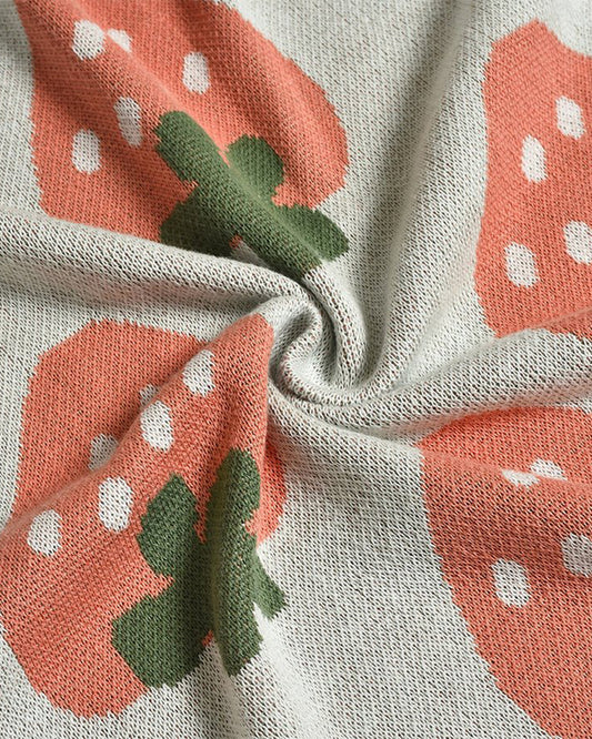 Mi Arcus Fruits Knitted Baby Blanket-100% Cotton-Aqua-For 2 to 6Y