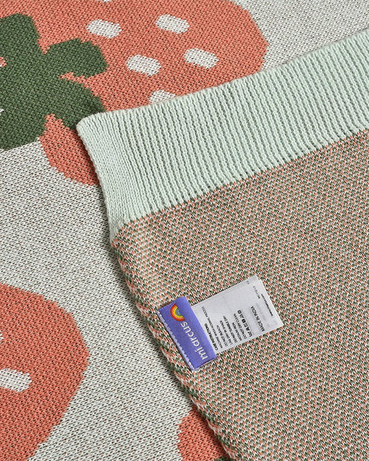 Mi Arcus Fruits Knitted Baby Blanket-100% Cotton-Aqua-For 2 to 6Y