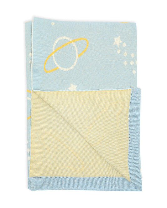 Mi Arcus Mini Me Knitted Baby Blanket-100% Cotton-Blue-For 2 to 6Y