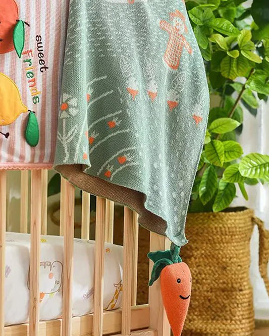 Mi Arcus Grow Kind Mini Me Knitted Baby Blanket-100% Cotton-Green-For Infants