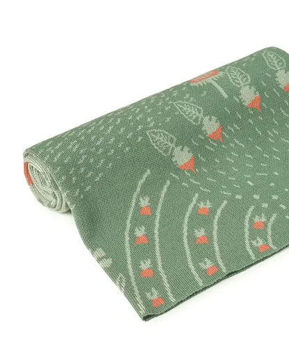 Mi Arcus Grow Kind Mini Me Knitted Baby Blanket-100% Cotton-Green-For Infants