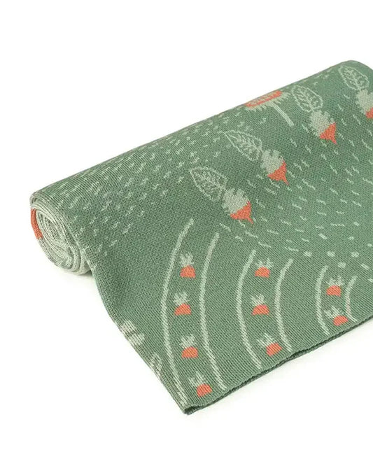 Mi Arcus Grow Kind Mini Me Knitted Baby Blanket-100% Cotton-Green-For Infants