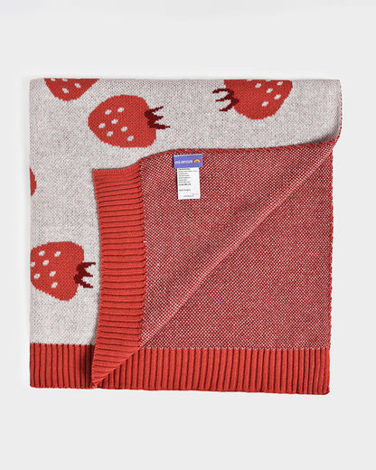Mi Arcus Fruits Mini Me Knitted Baby Blanket-100% Cotton-Pink-For Infants