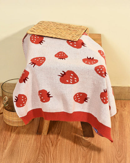 Mi Arcus Fruits Mini Me Knitted Baby Blanket-100% Cotton-Pink-For Infants