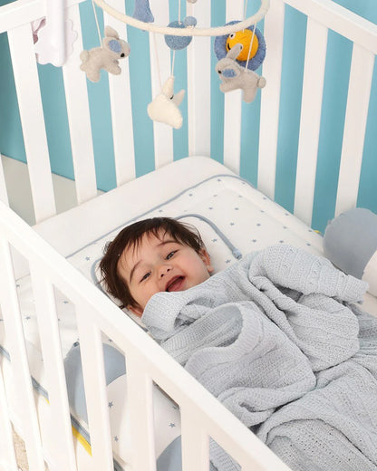 Mi Arcus Cozy Knitted Baby Blanket-Lightweight & Breathable-Blue-For 1 to 3Y