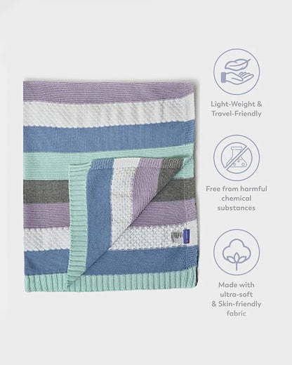 Mi Arcus Ultra Soft Knitted Blanket-100% Cotton-Multicolor-For Infants