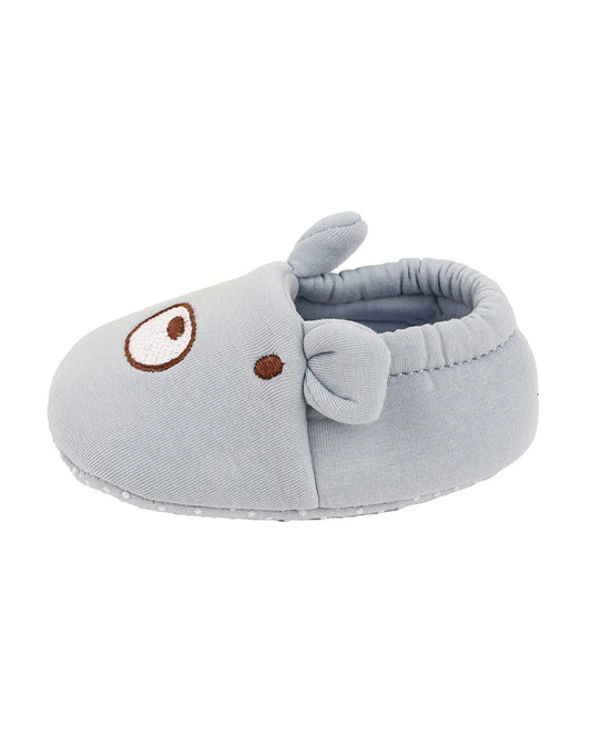 Kicks & Crawl Blue Elastic Booties-Cotton Blend-Bear-For Infants