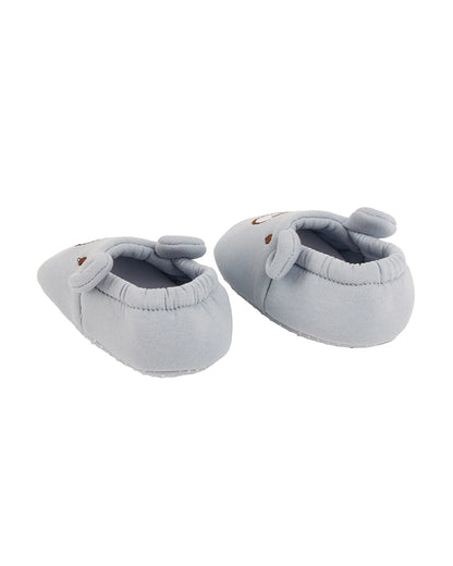 Kicks & Crawl Blue Elastic Booties-Cotton Blend-Bear-For Infants