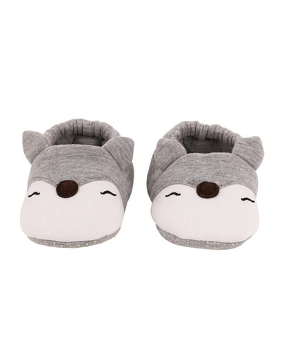 Kicks & Crawl Grey Booties-Cotton Blend-Foxy-For Infants