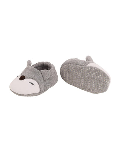 Kicks & Crawl Grey Booties-Cotton Blend-Foxy-For Infants