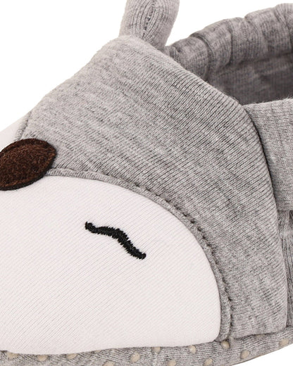 Kicks & Crawl Grey Booties-Cotton Blend-Foxy-For Infants