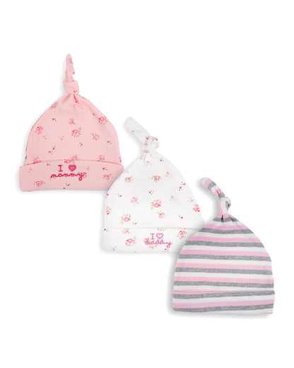 Kicks & Crawl Pink Caps-100% Cotton-Little Miss Floral-For Infants