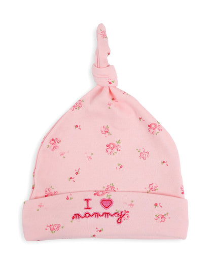Kicks & Crawl Pink Caps-100% Cotton-Little Miss Floral-For Infants