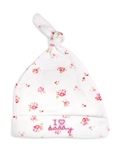 Kicks & Crawl Pink Caps-100% Cotton-Little Miss Floral-For Infants