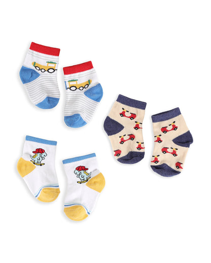 Kicks & Crawl Multicolor Socks-Cotton-Little Riders-Pack of 3-For Infants