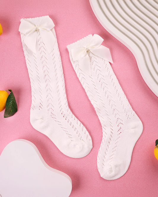 Kicks & Crawl Off White Stockings-Cotton-Solid-For Infants