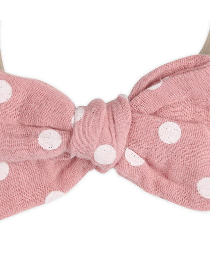 Kicks & Crawl Pink & White Headbands-Cotton & Lycra-Polka Tots-Pack of 3-For Infants