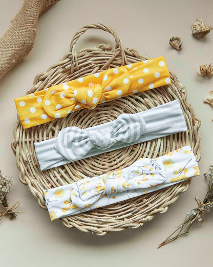 Kicks & Crawl Multicolor Headband-Cotton Blend-Sunshine-Pack of 3-For Infants
