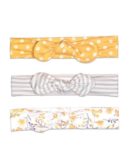 Kicks & Crawl Multicolor Headband-Cotton Blend-Sunshine-Pack of 3-For Infants