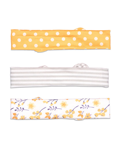 Kicks & Crawl Multicolor Headband-Cotton Blend-Sunshine-Pack of 3-For Infants