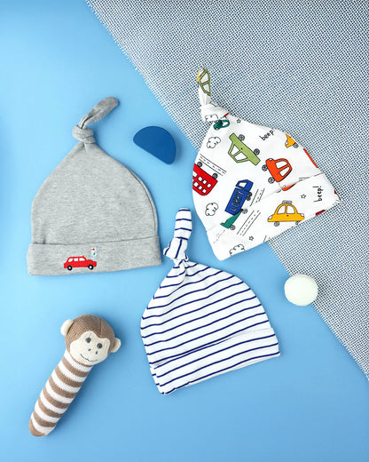 Kicks & Crawl Multicolor Cap-100% Cotton-Vroom Vroom-For Infants