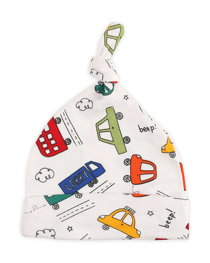 Kicks & Crawl Multicolor Cap-100% Cotton-Vroom Vroom-For Infants