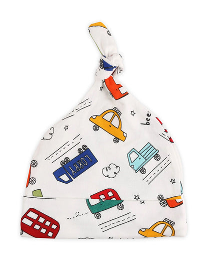 Kicks & Crawl Multicolor Cap-100% Cotton-Vroom Vroom-For Infants