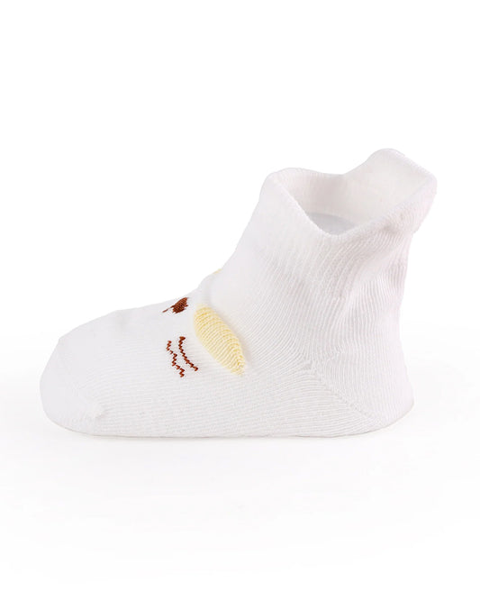 Kicks & Crawl White & Peach Socks-Cotton & Polyester-Whisker Wonder-Pack of 2-For Infants