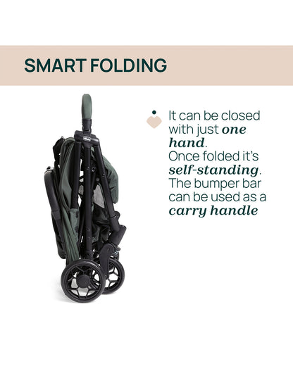 Chicco Urbino Lightweight Baby Stroller-Flat Reclining Seat-One Hand Fold-6 Months Warranty-For 0 to 4Y (Upto 22 Kg)-Evergreen