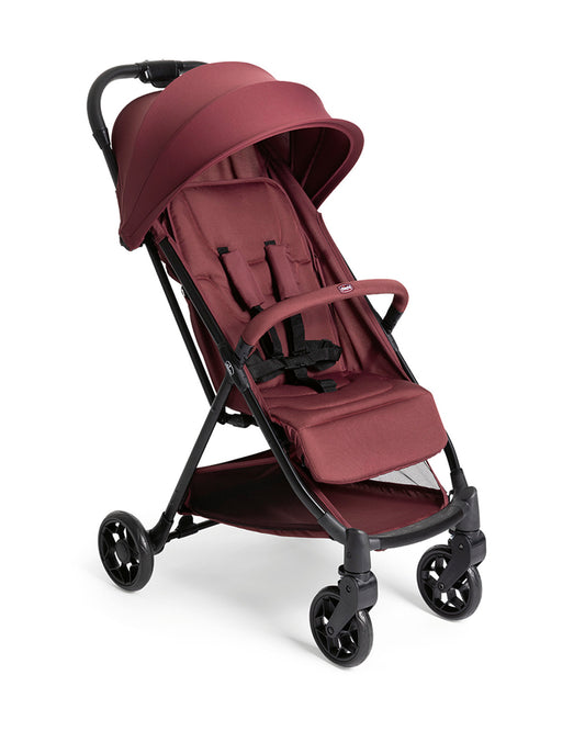 Chicco Urbino Lightweight Baby Stroller-Flat Reclining Seat-One Hand Fold-6 Months Warranty-For 0 to 4Y (Upto 22 Kg)-Ruby