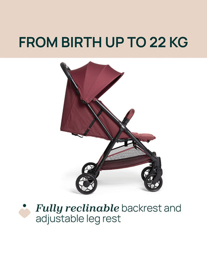Chicco Urbino Lightweight Baby Stroller-Flat Reclining Seat-One Hand Fold-6 Months Warranty-For 0 to 4Y (Upto 22 Kg)-Ruby