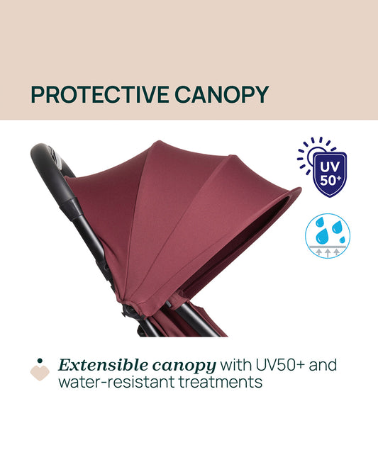 Chicco Urbino Lightweight Baby Stroller-Flat Reclining Seat-One Hand Fold-6 Months Warranty-For 0 to 4Y (Upto 22 Kg)-Ruby