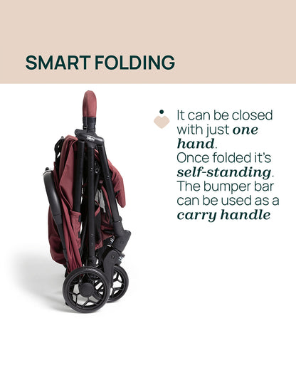 Chicco Urbino Lightweight Baby Stroller-Flat Reclining Seat-One Hand Fold-6 Months Warranty-For 0 to 4Y (Upto 22 Kg)-Ruby