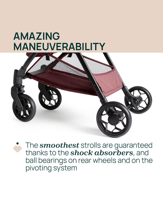 Chicco Urbino Lightweight Baby Stroller-Flat Reclining Seat-One Hand Fold-6 Months Warranty-For 0 to 4Y (Upto 22 Kg)-Ruby