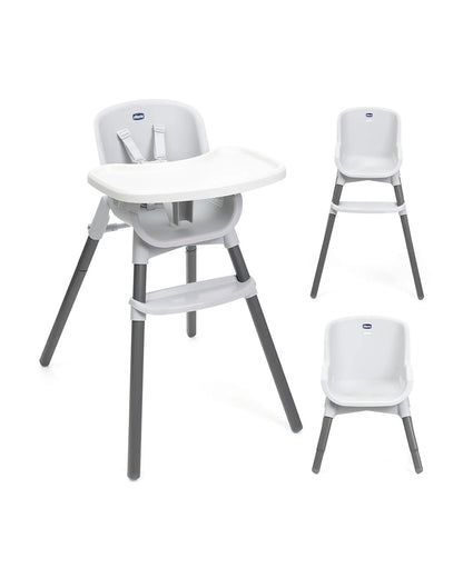 Chicco Polly Zest Baby High Chair-With Feeding Chair, Youth Stool & Baby Chair Mode- 5 Point Harness-Removable Tray-For 6M to 8Y (Upto 40 kg)-Moon Grey