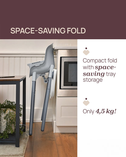 Chicco Polly Zest Baby High Chair-With Feeding Chair, Youth Stool & Baby Chair Mode- 5 Point Harness-Removable Tray-For 6M to 8Y (Upto 40 kg)-Moon Grey