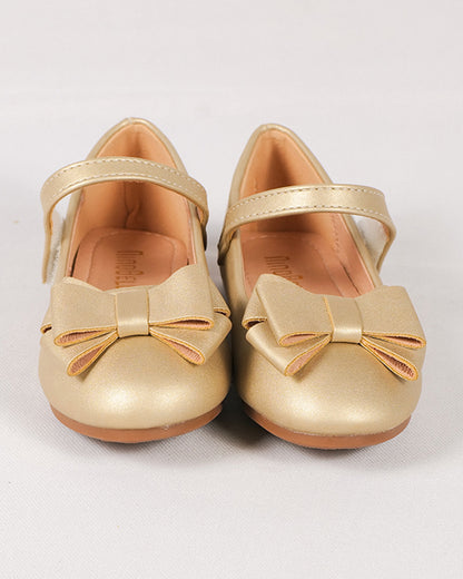 NINO BELLO Gold Bow Velcro Bellies For Infants
