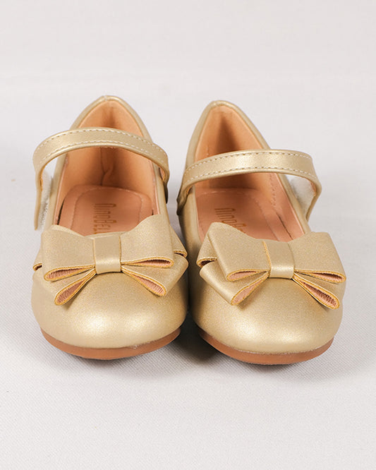 NINO BELLO Gold Bow Velcro Bellies For Infants