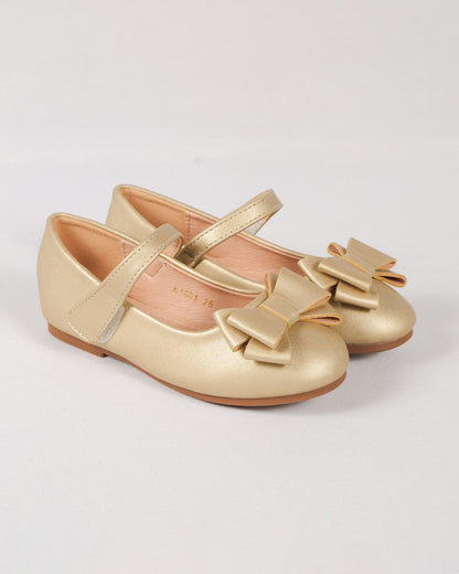 NINO BELLO Gold Bow Velcro Bellies For Infants