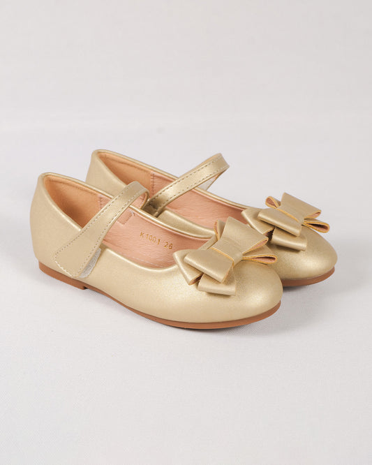 NINO BELLO Gold Bow Velcro Bellies For Infants