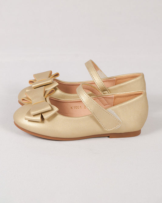 NINO BELLO Gold Bow Velcro Bellies For Infants
