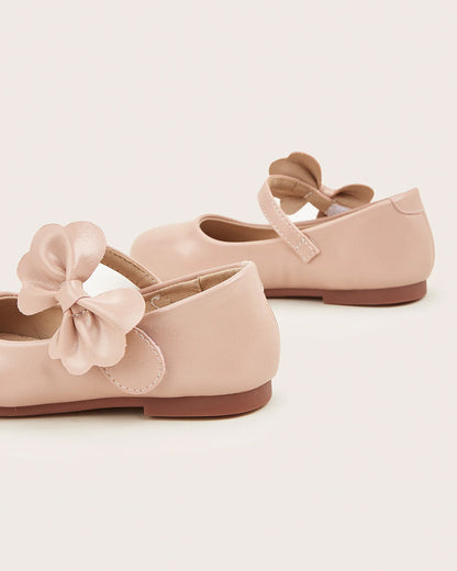 NINO BELLO Peach Bow Velcro Bellies For Infants