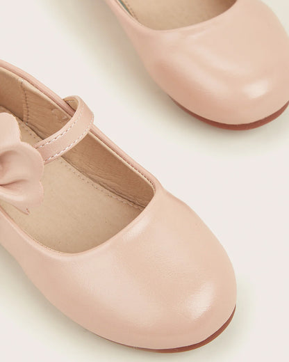 NINO BELLO Peach Bow Velcro Bellies For Infants